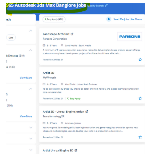 Autodesk 3Ds Max internship jobs in Trivandrum