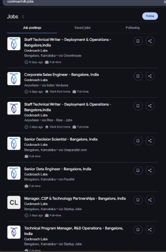 CockroachDB internship jobs in Cochin