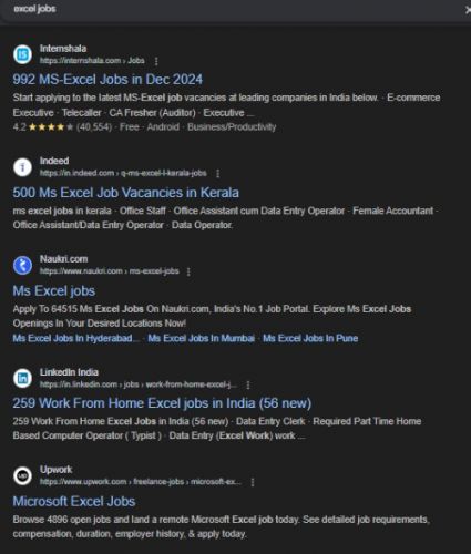 Microsoft Excel internship jobs in Indore
