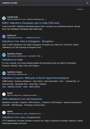 SalesForce internship jobs in Mumbai